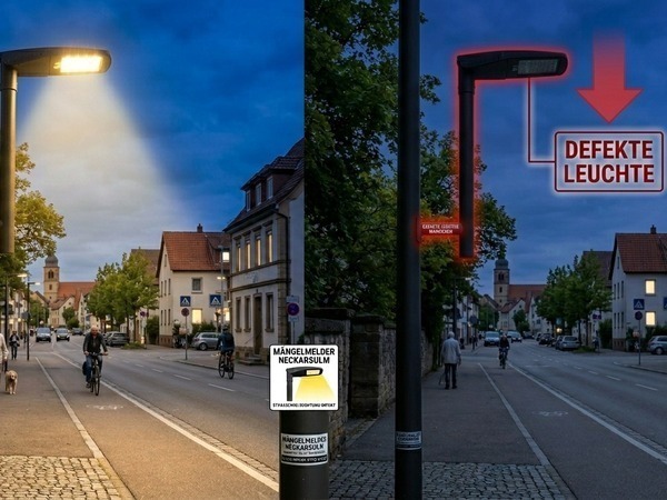 Beispiel für einen Mangel -  eine defekte Straßenleuchte
